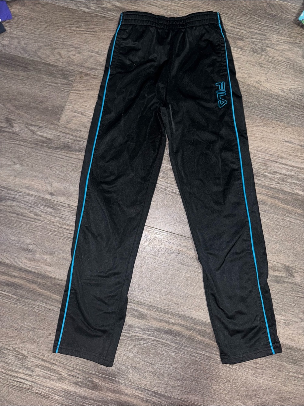 Fila Kids Black Sweatpants with Blue Piping